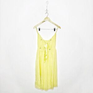 1960s Vintage GMC Yellow Rosette Nightgown chiffon semi sheer womens SIZE medium